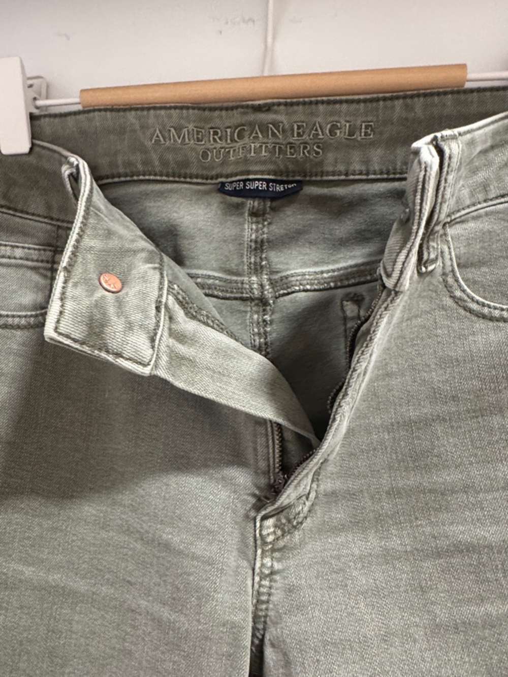 American Eagle Outfitters Olive Green Denim Short Shorts - Picture 7 of 8